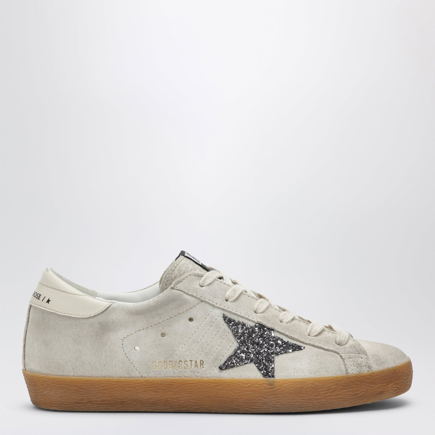Golden Goose Super-Star Sneakers In Pearl With Glitter Star