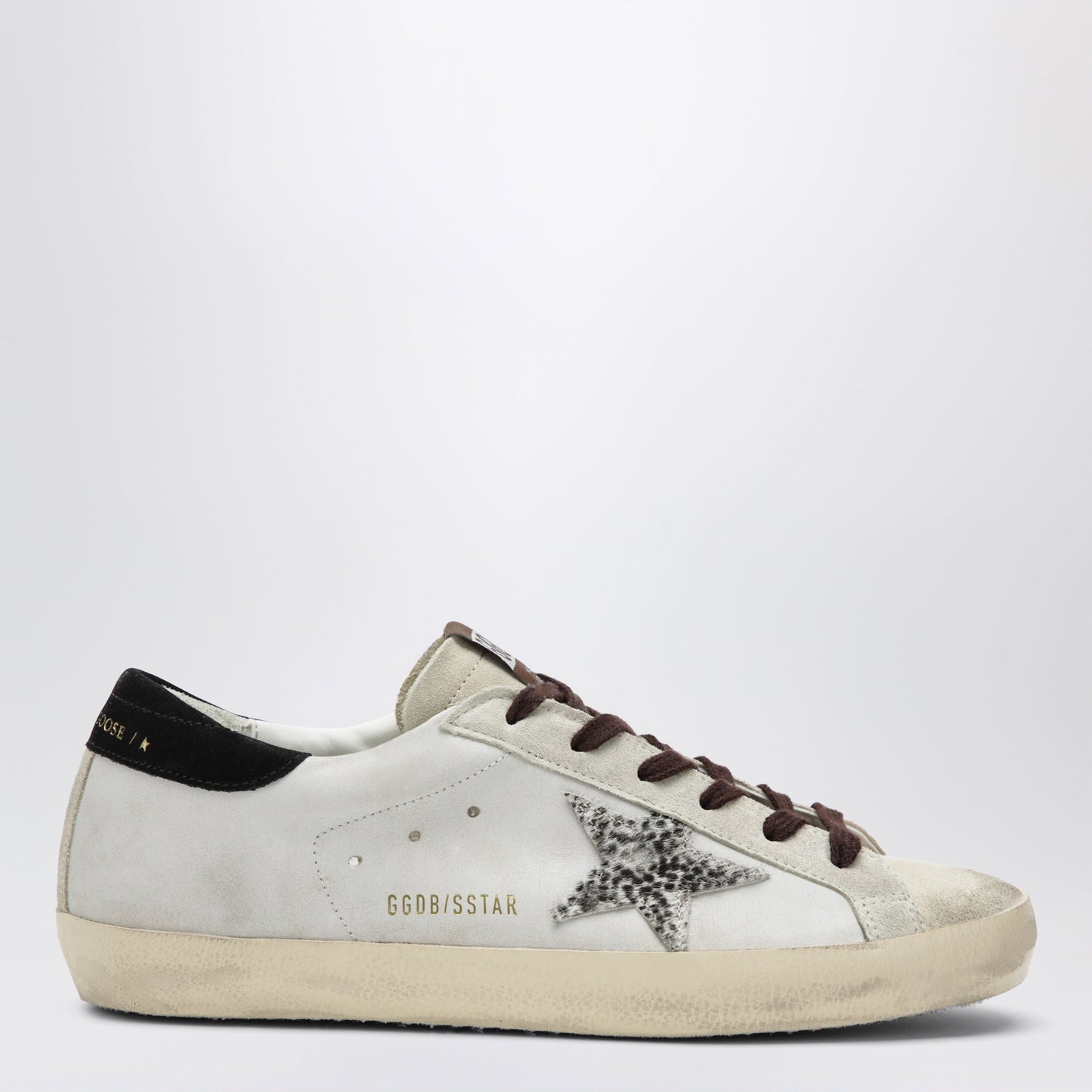 Golden Goose Super-Star Sneakers In White With Animal-Print Star