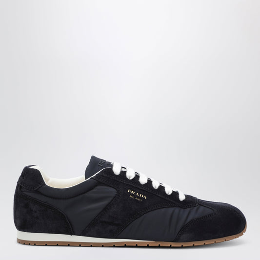 Blue Fabric And Suede Sneakers
