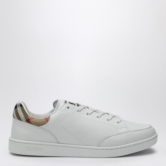 Set Sneakers In White Leather And Check