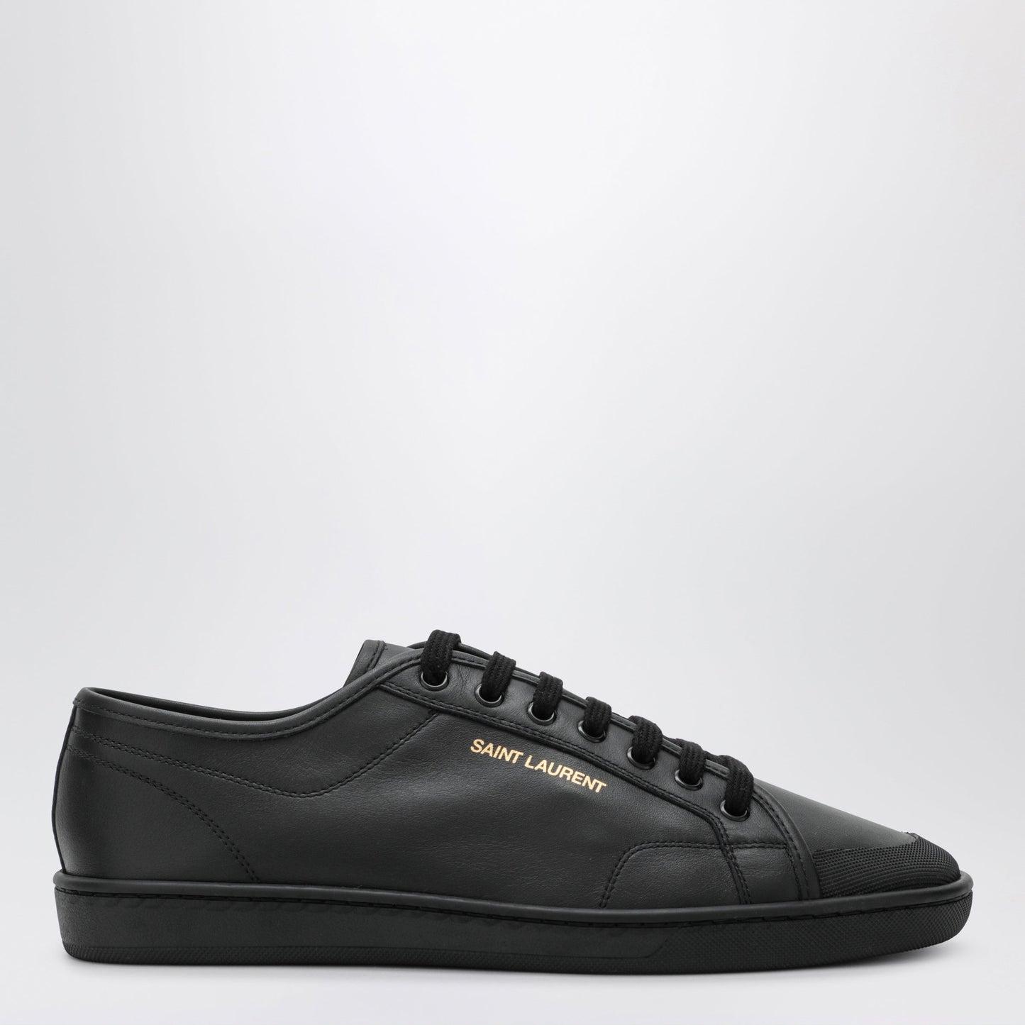 Black Gym Sneakers In Smooth Leather