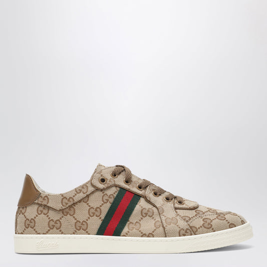 Stretch Sneakers In Beige Sand Gg Canvas