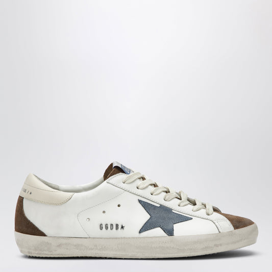 Golden Goose Super-Star Sneakers In White/Brown/Denim Blue/Cream