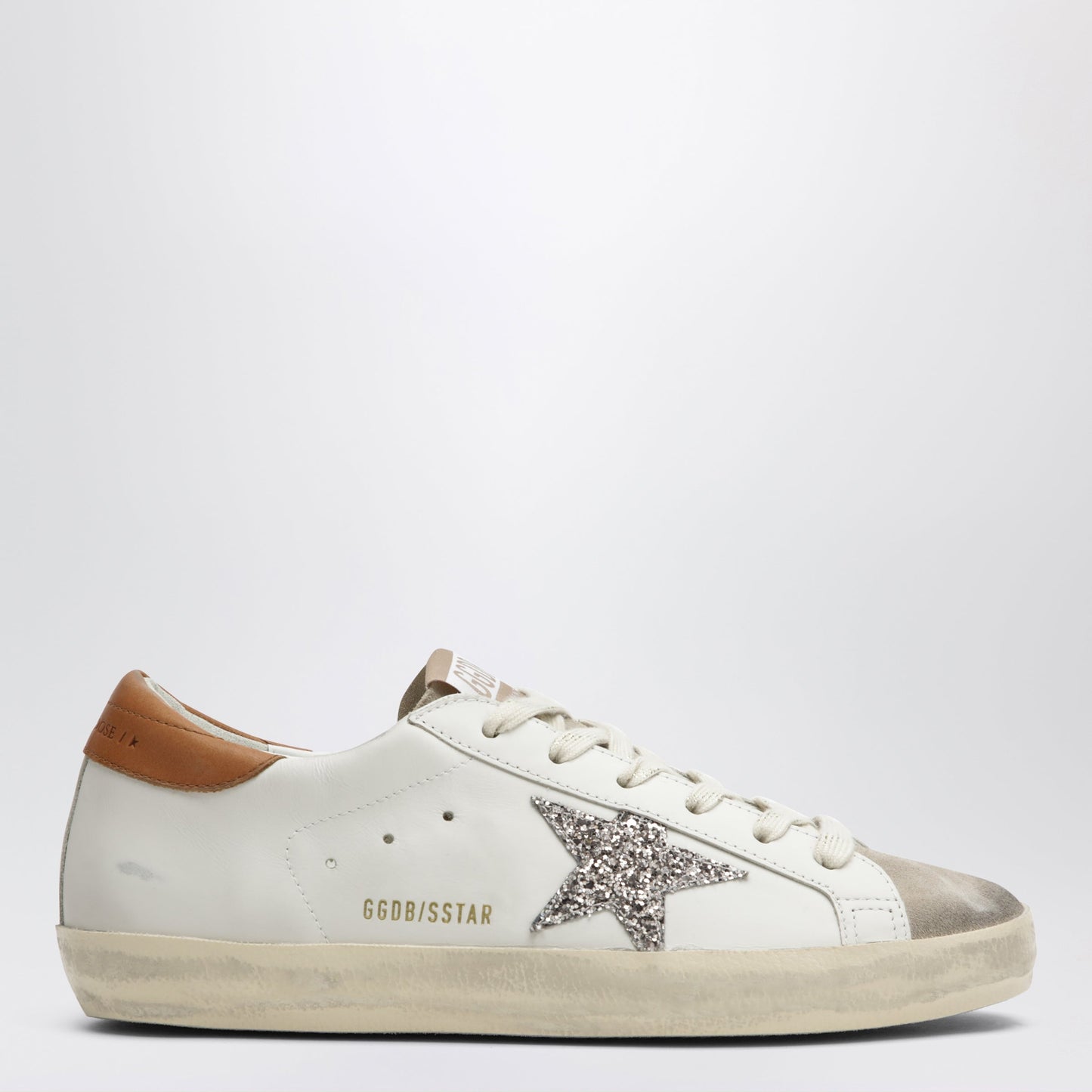 Super-Star Sneakers In White/Beige With Glitter Star