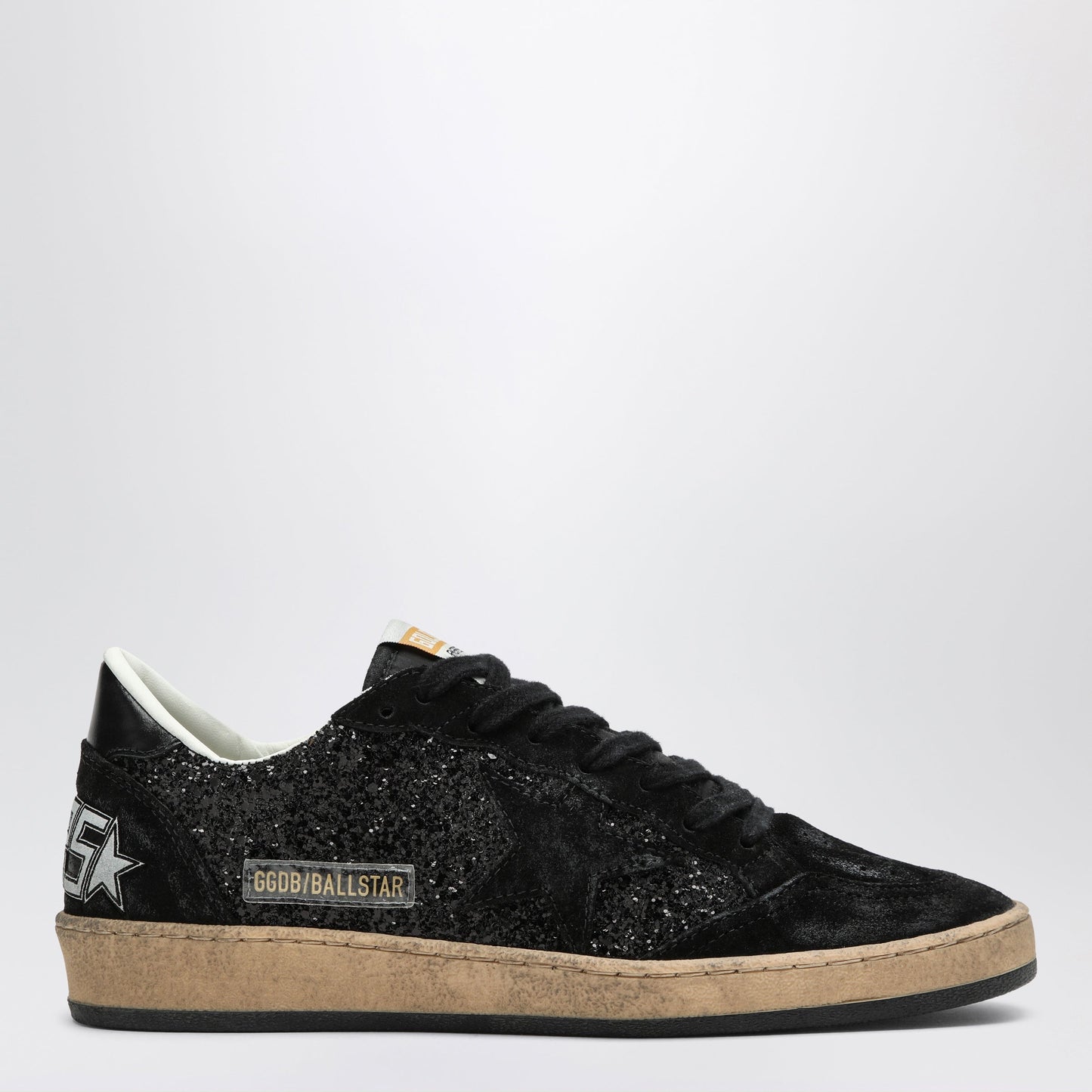 Ball Star Sneakers Black In Suede And Glitter