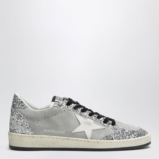 Ball Star Sneakers In Grey/White With Silver Glitter